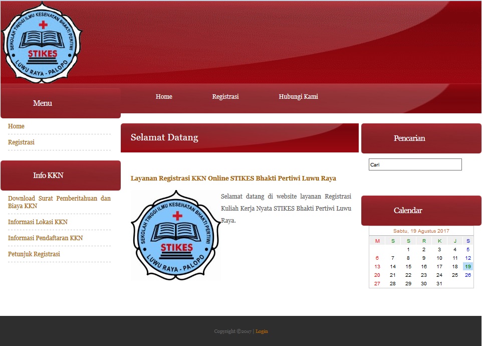 Halaman Home Registrasi KKN Online