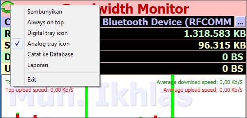 Menu Aplikasi Bandwidth Monitor