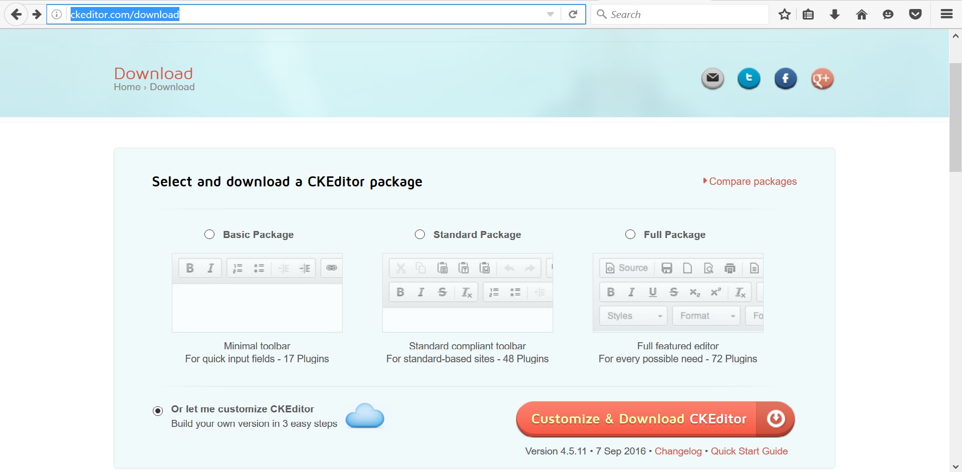 Halaman Download CKEditor