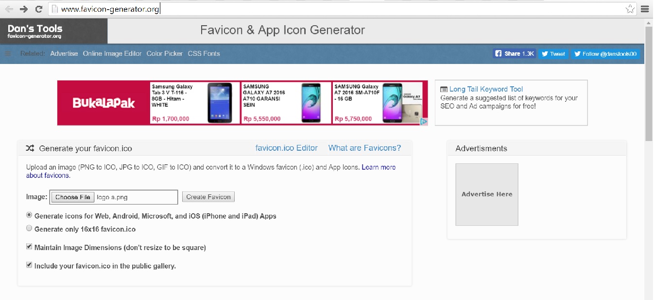 Halaman Favicon Generator